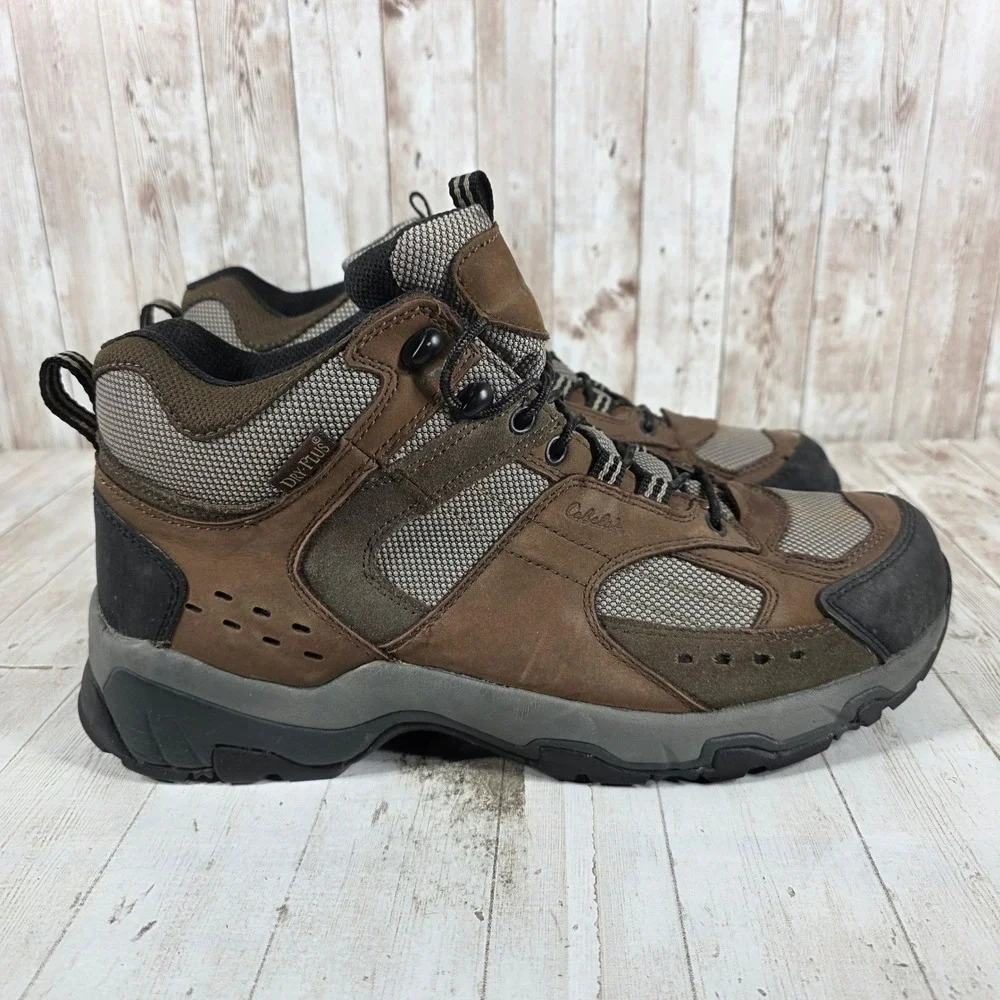 Cabelas Dry-Plus Mens Hiking Boots Brown Leather Mesh Waterproof 81-2733 13D